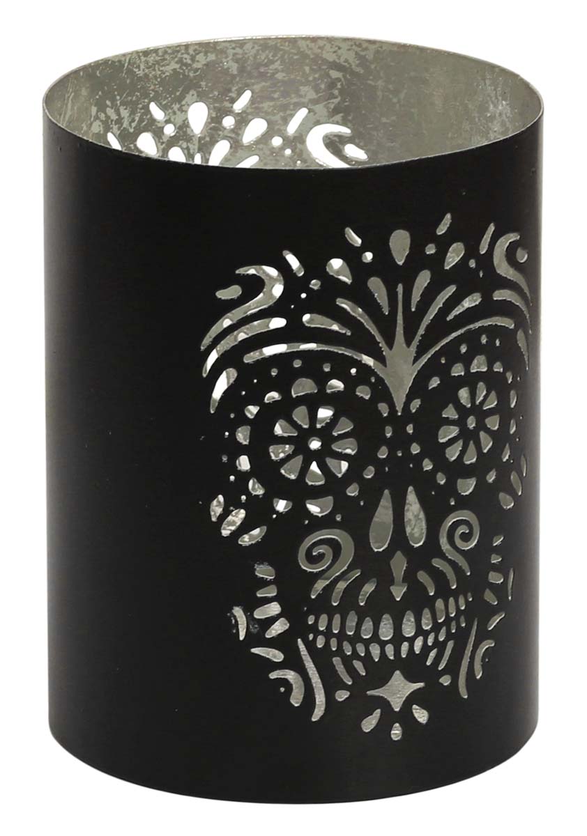 Black Tea-Light Candle Holder – Handmade in Iron – Devil’s Face Cut-Outs – Unique Votive Candle Stands – Home Décor / Gifts from India